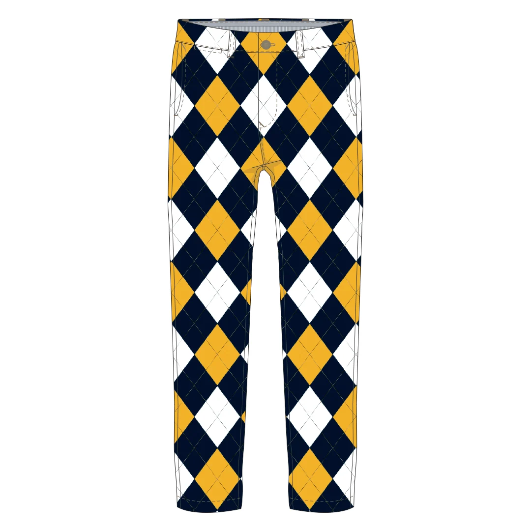 Blue and Gold Argyle Men's Heritage or Birdie Pant - MTO