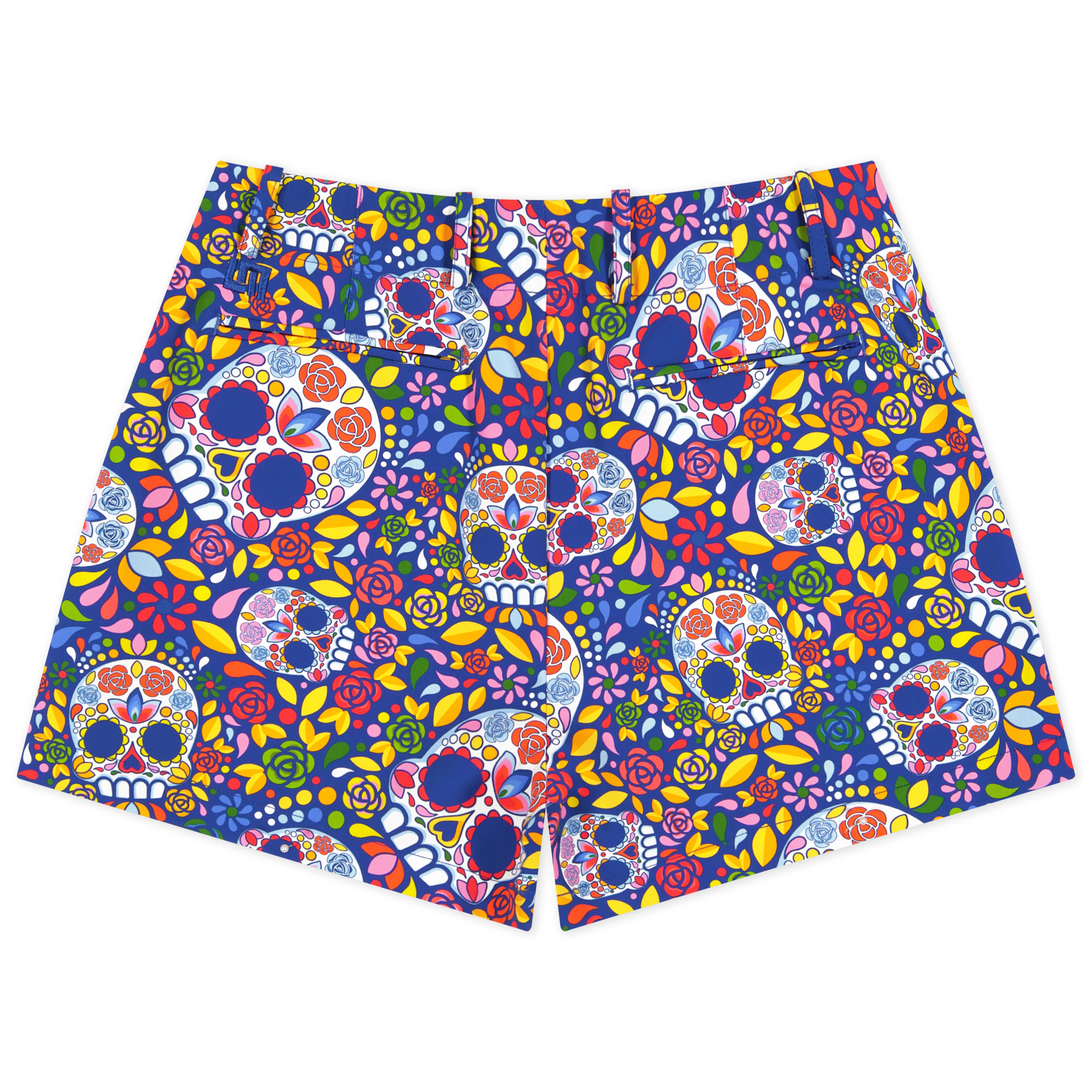 Womens Club Short - Mosaic Skulls Blue - Image 3