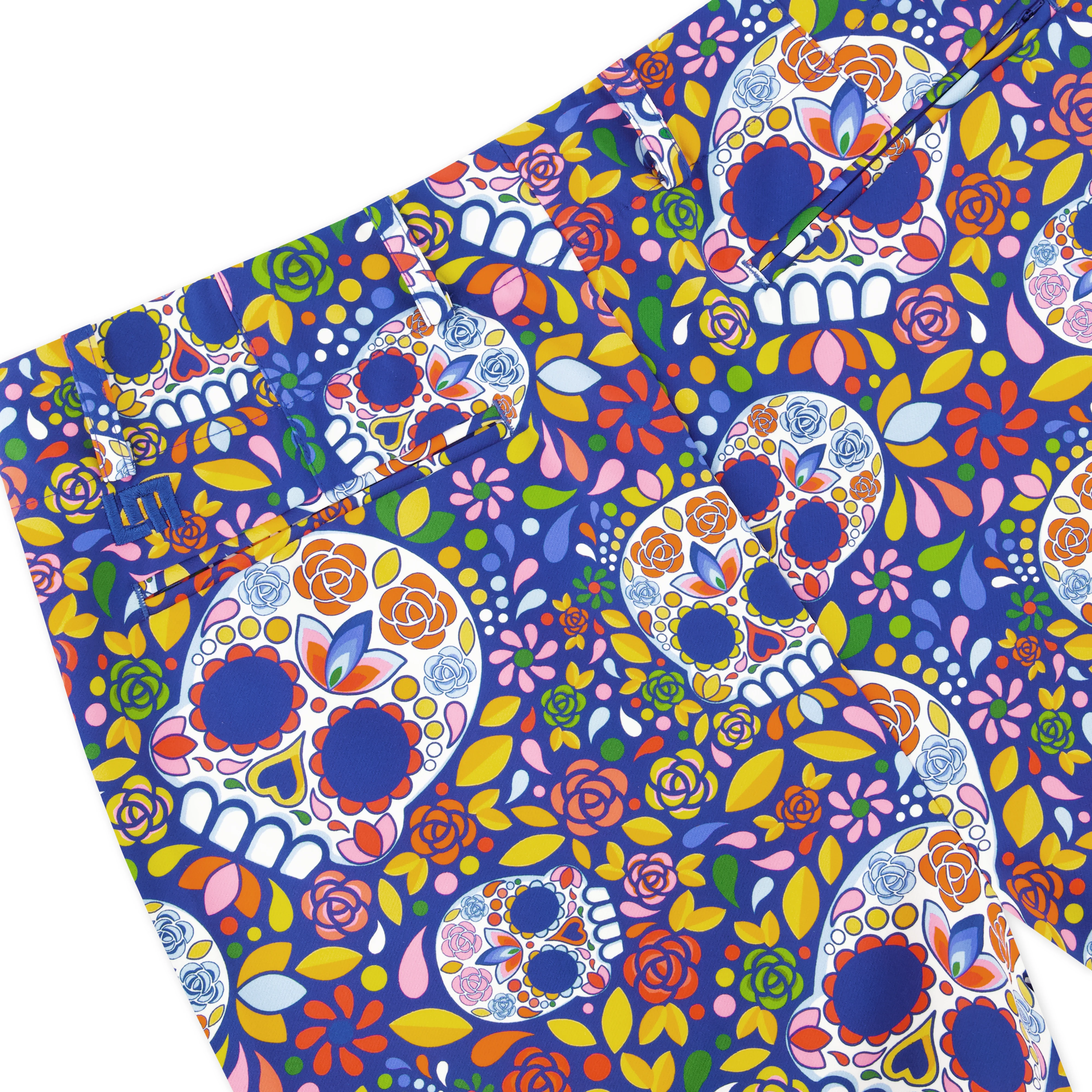 Womens Club Short - Mosaic Skulls Blue - Image 4